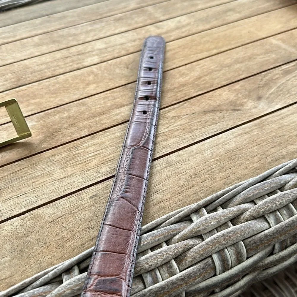 Crocodile  Brown Mens Leather Belt 48